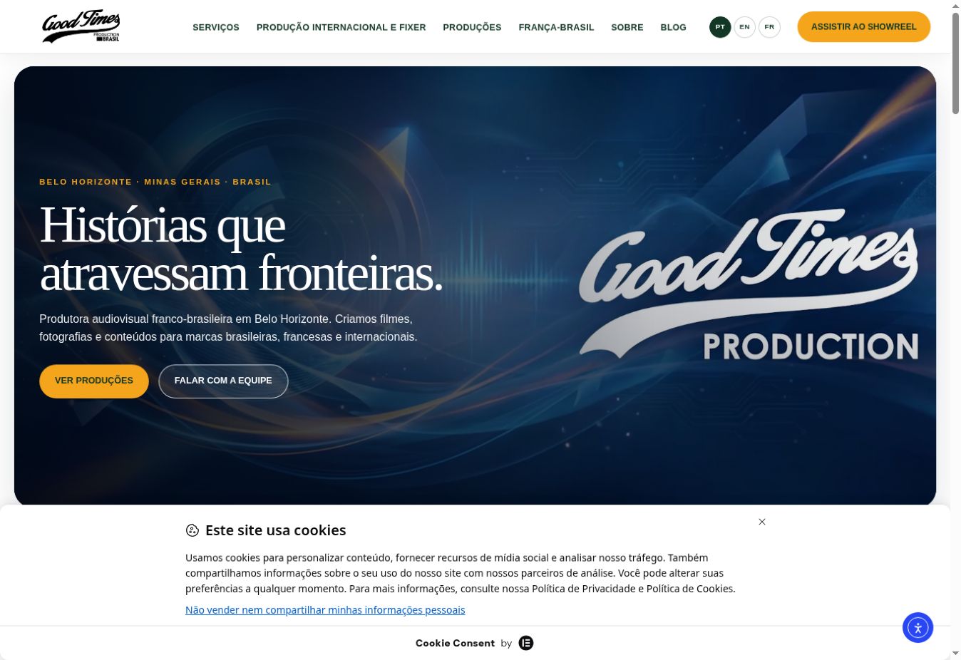 Página do site — Good Times Production Brasil