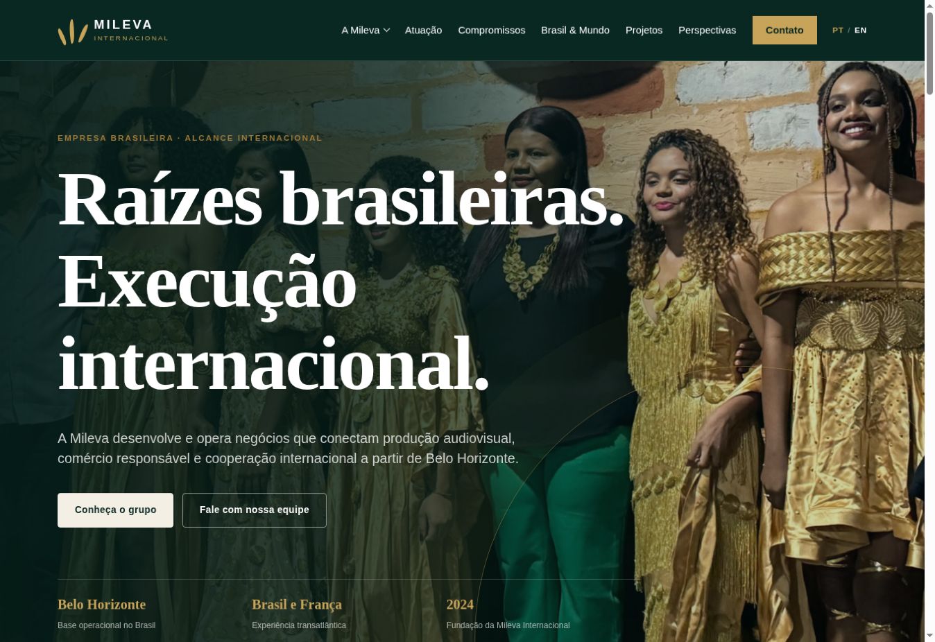 Página do site — Mileva International